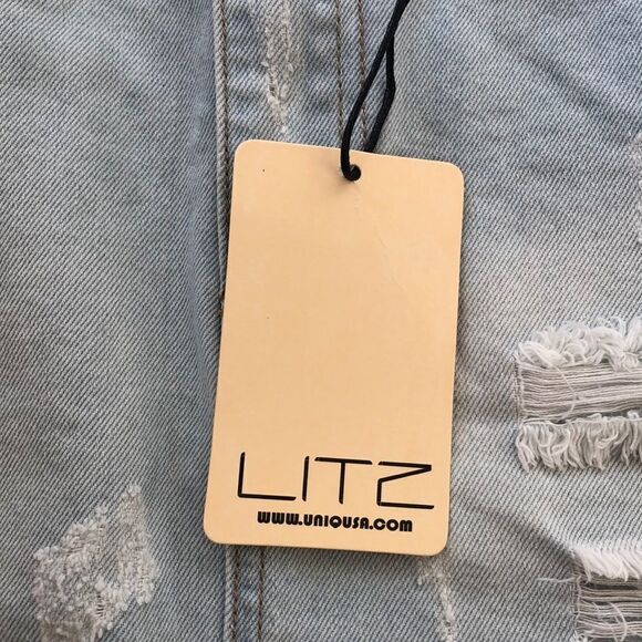 Litz Light Washed Distressed Denim Skirt - Picture 7 of 7